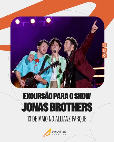 🚍 Excursão Anvitur – Jonas Brothers no Allianz Parque (13/05)  | Saída do Rio de Janeiro e Regiões